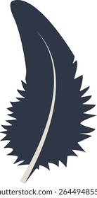 Curve Bird Feather Silhouette. Isolated on White Background. Vector Illustration
