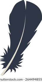Curve Bird Feather Silhouette. Isolated on White Background. Vector Illustration