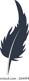 Curve Bird Feather Silhouette. Isolated on White Background. Vector Illustration
