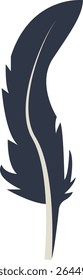 Curve Bird Feather Silhouette. Isolated on White Background. Vector Illustration