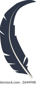 Curve Bird Feather Silhouette. Isolated on White Background. Vector Illustration
