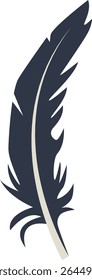Curve Bird Feather Silhouette. Isolated on White Background. Vector Illustration