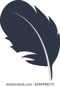 Curve Bird Feather Silhouette. Isolated on White Background. Vector Illustration