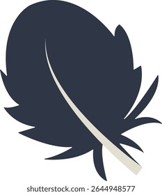 Curve Bird Feather Silhouette. Isolated on White Background. Vector Illustration