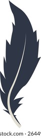 Curve Bird Feather Silhouette. Isolated on White Background. Vector Illustration