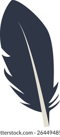Curve Bird Feather Silhouette. Isolated on White Background. Vector Illustration