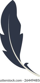 Curve Bird Feather Silhouette. Isolated on White Background. Vector Illustration