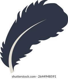 Curve Bird Feather Silhouette. Isolated on White Background. Vector Illustration