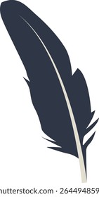 Curve Bird Feather Silhouette. Isolated on White Background. Vector Illustration