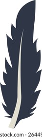 Curve Bird Feather Silhouette. Isolated on White Background. Vector Illustration