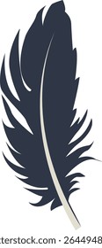 Curve Bird Feather Silhouette. Isolated on White Background. Vector Illustration