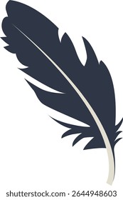 Curve Bird Feather Silhouette. Isolated on White Background. Vector Illustration