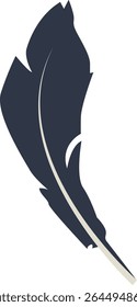 Curve Bird Feather Silhouette. Isolated on White Background. Vector Illustration