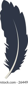 Curve Bird Feather Silhouette. Isolated on White Background. Vector Illustration