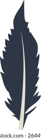 Curve Bird Feather Silhouette. Isolated on White Background. Vector Illustration
