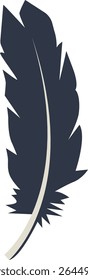 Curve Bird Feather Silhouette. Isolated on White Background. Vector Illustration