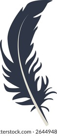 Curve Bird Feather Silhouette. Isolated on White Background. Vector Illustration
