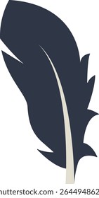Curve Bird Feather Silhouette. Isolated on White Background. Vector Illustration