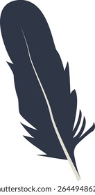 Curve Bird Feather Silhouette. Isolated on White Background. Vector Illustration