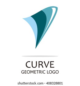 Curve blue geometric abstract vector and logo design or template sailing business icon of company marine symbol concept