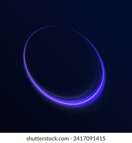 Curve blue line light effect. Luminous spiral cover. Wake wave, fire path trail line. Spiral png circular swoosh blur element vector. Blue light speed motion magic circle. Neon flare swirl. 