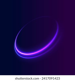 Curve blue line light effect. Luminous spiral cover. Wake wave, fire path trail line. Spiral png circular swoosh blur element vector. Blue light speed motion magic circle. Neon flare swirl. 