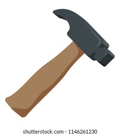 Curve Claw Hammer Icon Shown By A Wood Handle And Iron Head