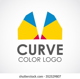 Curve color of geometric abstract vector and logo design or template creative art business icon of company identity symbol concept