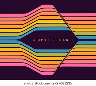 The curve of the colored lines creates a frame in the center. Space for text. Skate park. An obstacle course for extreme sports. Dynamic ribbons for brochure, poster, cover, card, flyer or banner.