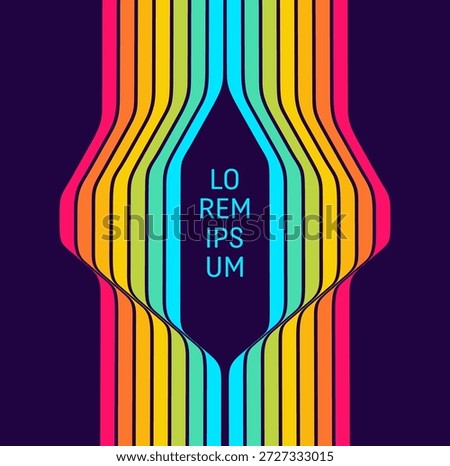 The curve of the colored lines creates a frame in the center. Space for text. Skate park. An obstacle course for extreme sports. Dynamic ribbons for brochure, poster, cover, card, flyer or banner.