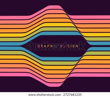The curve of the colored lines creates a frame in the center. Space for text. Skate park. An obstacle course for extreme sports. Dynamic ribbons for brochure, poster, cover, card, flyer or banner.