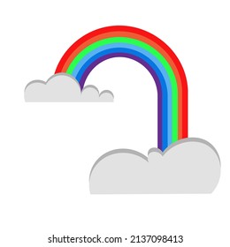 Curve colorful rainbow and clouds in white background