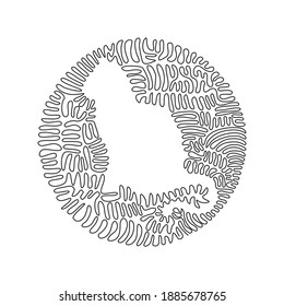 Curve continuous one line drawing of cute sitting cat abstract art in circle. Single line editable stroke vector illustration of friendly domestic animal for logo, wall decor, poster print decoration