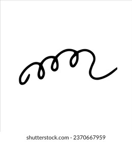 Curve, convolution, curl, spiral, stroke. Vector black-and-white hand-drawn doodles. Template design, sketch, icon, clipart.