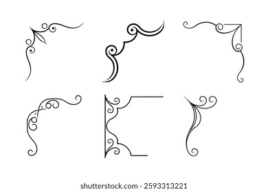 Curve corner vector ornament art.