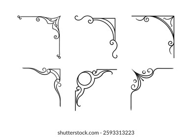 Curve corner vector ornament art.