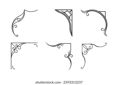 Curve corner vector ornament art.
