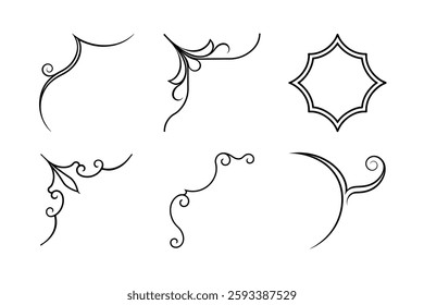 Curve corner vector ornament art.