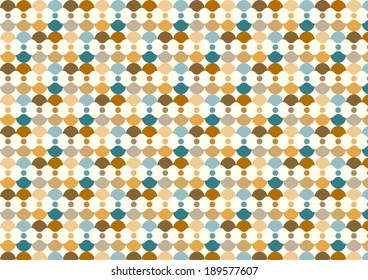 Curve cup and circle pattern on pastel background. Retro and classic pattern style for design.