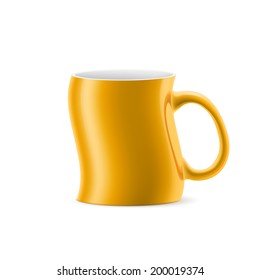 Curve  a cup with something is on white background