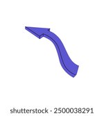 Curve with cursor showing change of route. Sign, line with arrow pointing turn of direction. Curvy geometric shape, way pointer guides path. Flat isolated vector illustration on white background