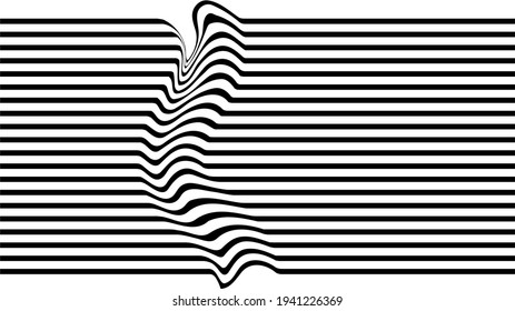Curve deformation of a horizontal black stripes pattern