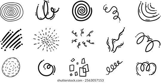 Curve Doddle Design,Pen mark of curvy lines,Hand Drawn Design element collection,Design for background ,ink marks Pack.