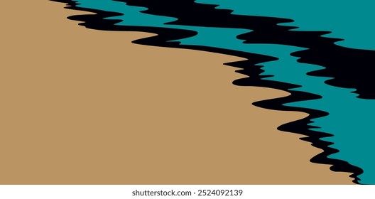 Curve Drop Flow Schaumstoffelement szenische Draufsicht weißen Kieselstein Text Raum Hintergrund. Dunkelschwarze Tinte Stift Linie handgezeichnet morgens warme Sturm Szene Emblem Logo Retro Kunst Comic Doddle Stil Symbol Schild Karte Design