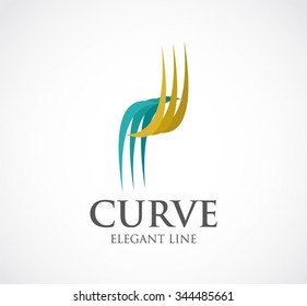 Curve of elegant line abstract vector and logo design or template luxury ribbon business icon of company identity symbol concept