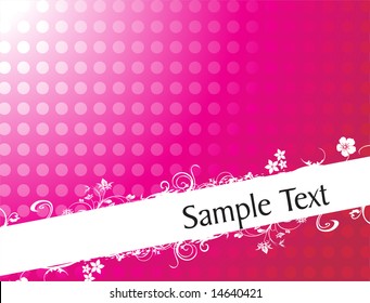 curve and floral elements for sample text in gradient pink, wallpaper