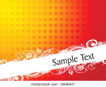 curve and floral elements for sample text in gradient red, wallpaper