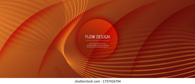 Flujo de fluidos de curvas. Fondo de degradado amarillo. 3 quinquies Líneas Resumen. Folleto digital. Flujo De Fluidos Naranja. Rayas gráficas de color. Plantilla de resumen. Patrón creativo. Fluido Futurista.