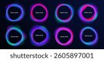Curve frame wave neon gradient abstract background light colours graphic shape round design icon vector circular energy glow ring black blue effect texture space flow science spiral swirl fluid png