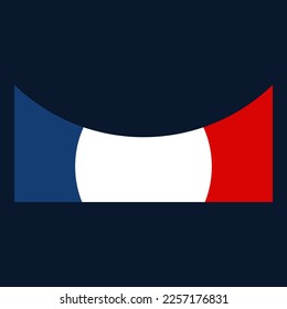 curve french flag illustration for header and footer border or frame background element